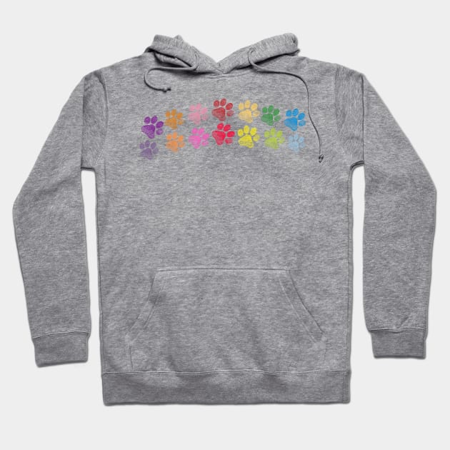 Cute doodle hand drawn colorful paw prints foot step Hoodie by GULSENGUNEL